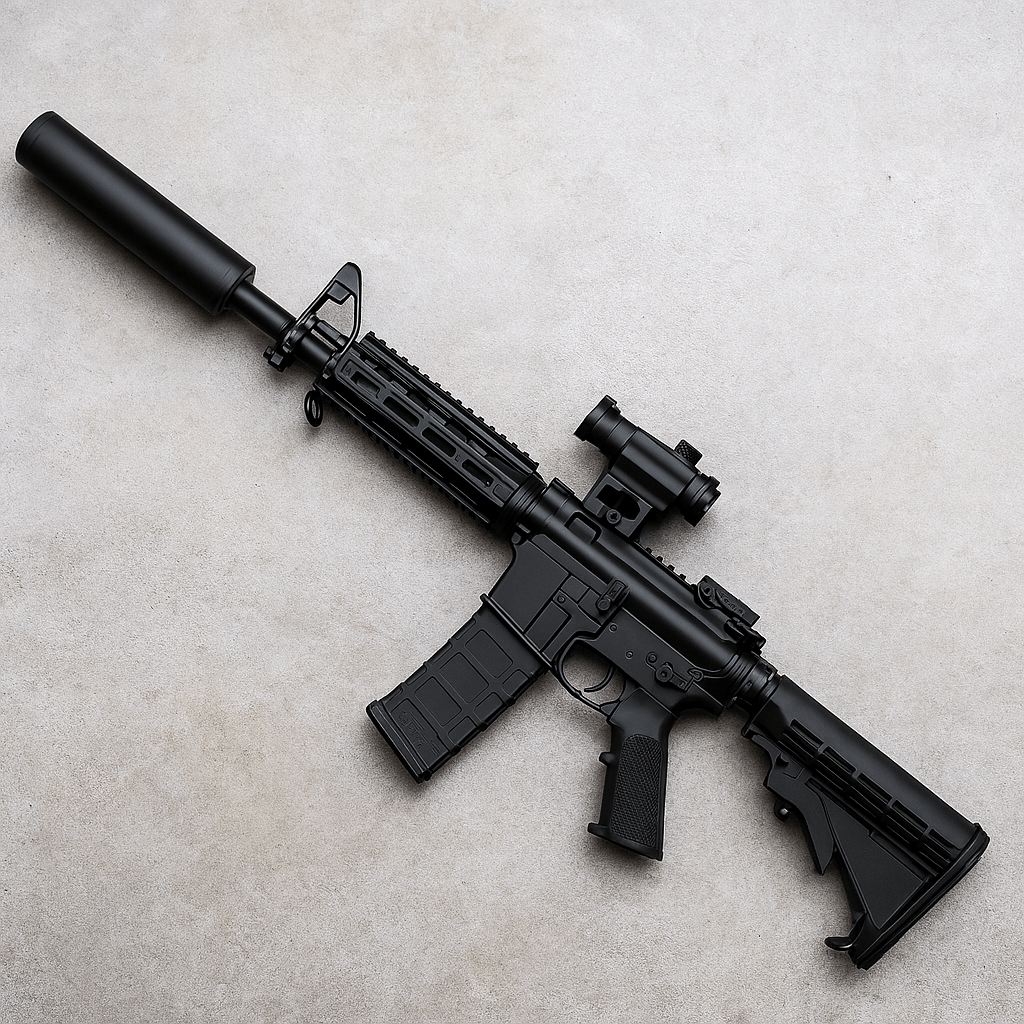 AR-15 with sound suppressor