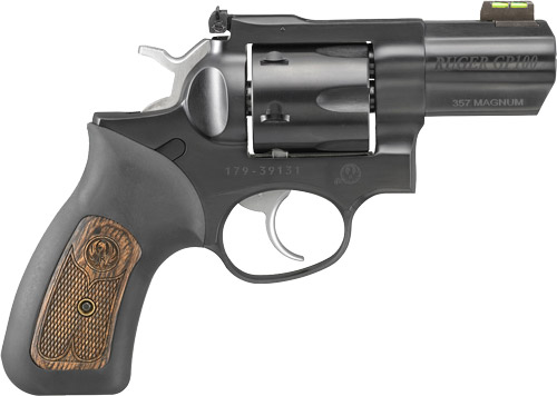 RUGER GP100 357MAG 3" ADJ. - BLUE RUBBER W/WOOD INSERT