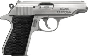 WALTHER PP 32ACP STAINLESS 8RD - BLACK SYNTHETIC GRIPS