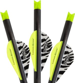 LUMENOK XBOW ARROW 20" CARBON - GRN LIGHTED CRESCENT NOCK 3PK