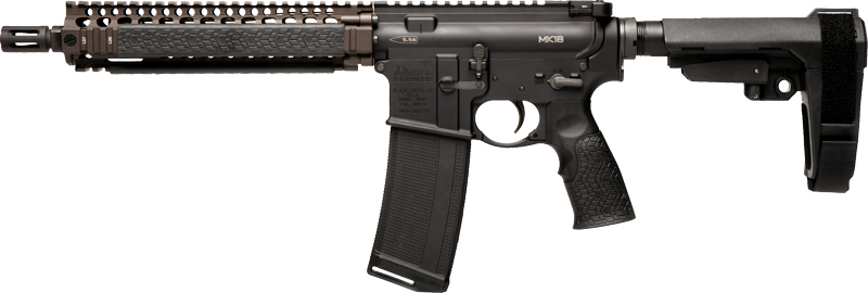 DANIEL DEF PISTOL MK18 W/BRACE - 5.56X45 10.3" 32RD BLK/FDE