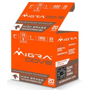 Migra Field Lite Stacked Shotshells 20ga 2-3/4" 1oz 1350 fps #7.5 & #9 25/ct