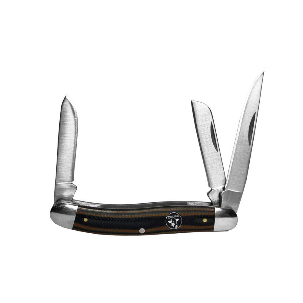 ABKT Cattleman Stockman Cowhand Series Knife 3 Blades Brown