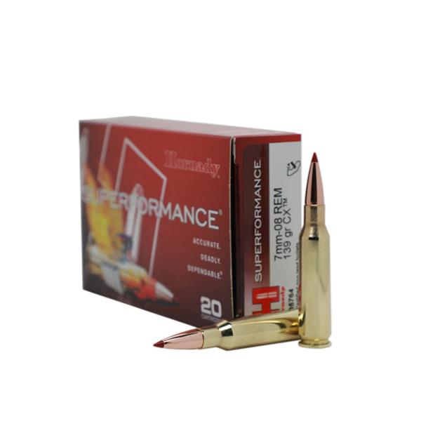 Hornady Superformance Rifle Ammunition 7mm-08 Rem 139gr CX SPF 2910 fps 20/ct