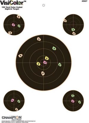 Champion VisiColor High-Visibility Paper Targets 8" Bull w/4 extra Bulls 10/Pack