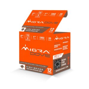 Migra Ultimate Dove Hi-Brass Lead Shotshells 12ga 2-3/4" 1-1/4oz 1350 fps 1350 fps #7.5 & 9 Shot 25/ct