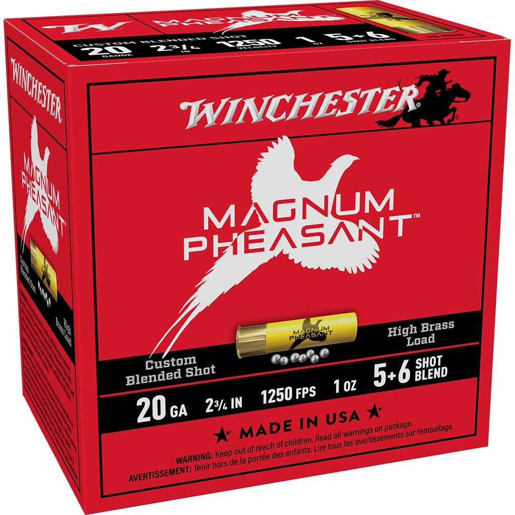 Winchester Magnum Pheasant Shotshells 20ga 2-3/4" 1oz 1250 fps #5&6 25/ct