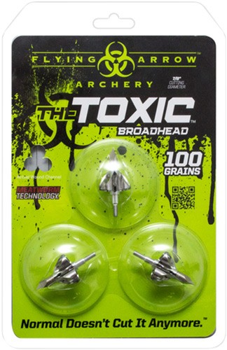 FLYING ARROW BROADHEAD TOXIC - 100GR 7/8" CUT 3/PK SILVER - Image 2