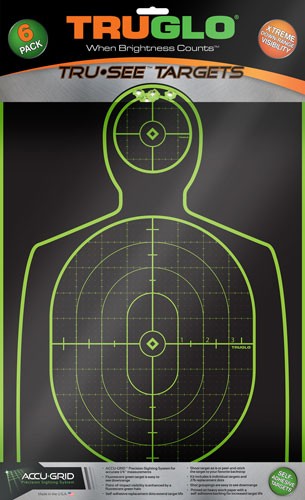 TRUGLO TRU-SEE REACTIVE TARGET - HANDGUNNER 12" X 18" 6-PACK
